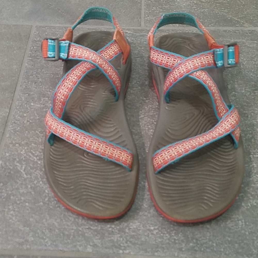 Chaco sandals- orange and blue size 9